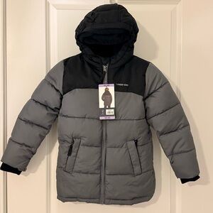 Lands’ End Youth Parka – XS 5/6 – Gray & Black – NWT